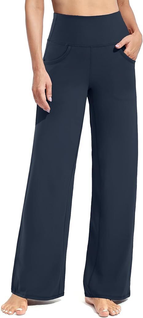Women Wide Leg Pants with Pockets High Waist Stretch Dress Casual Swea