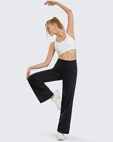 Women Wide Leg Pants with Pockets High Waist Stretch Dress Casual Swea
