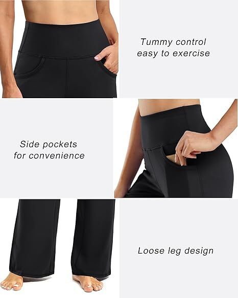 Women Wide Leg Pants with Pockets High Waist Stretch Dress Casual Swea