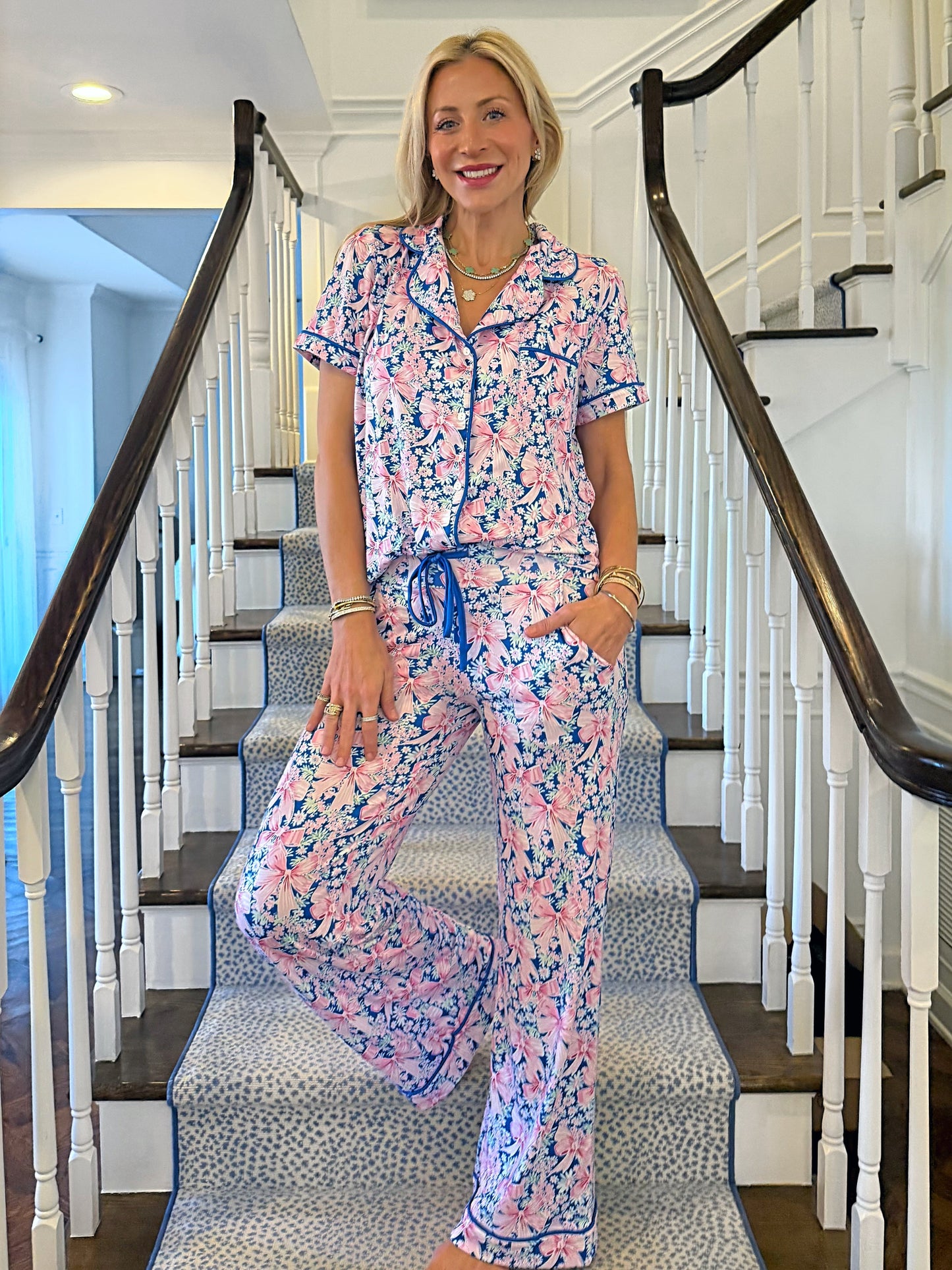 Garden Party Bow Wide Leg Pajama Set