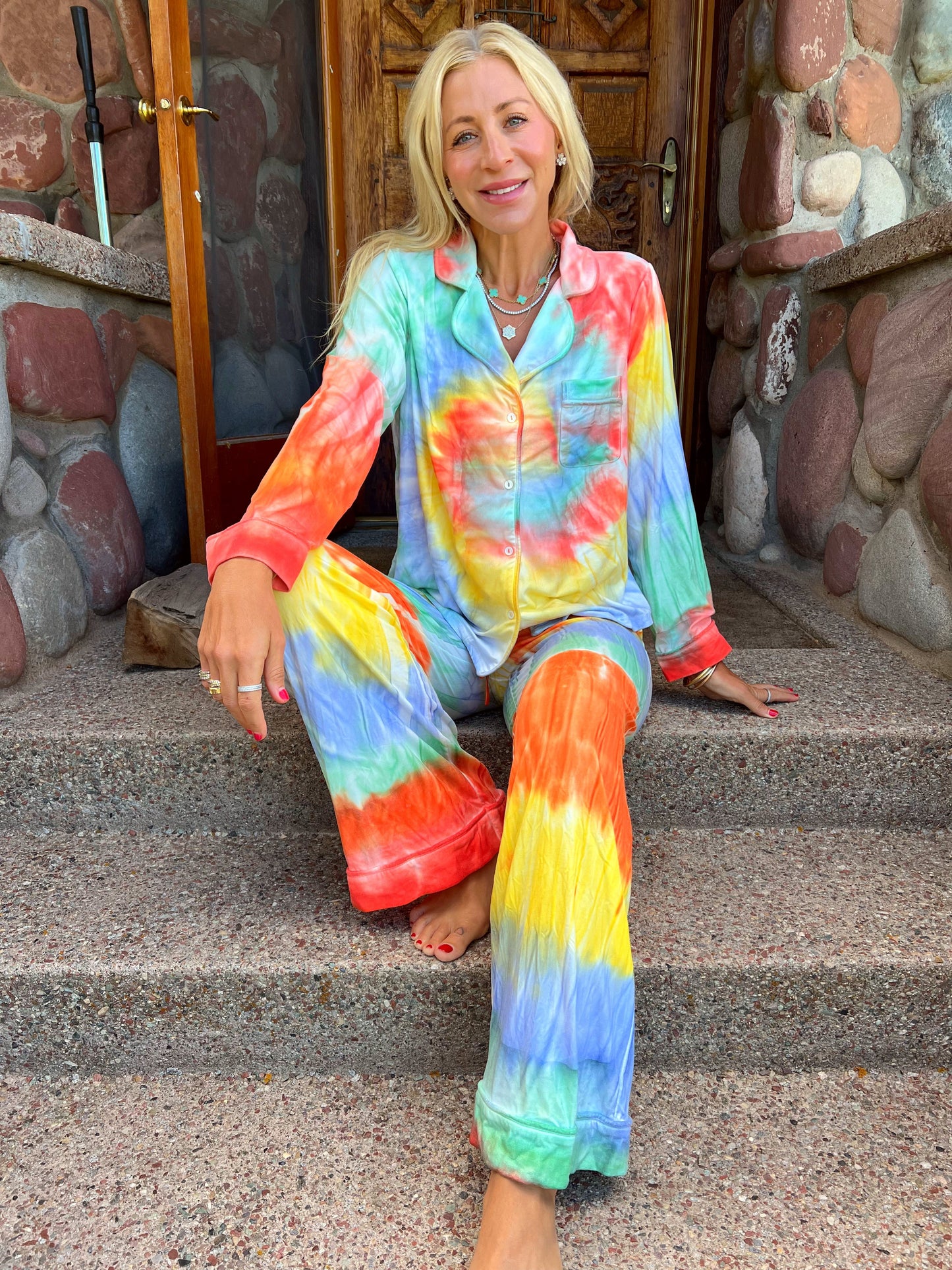 Sunrise Swirl Wide Leg Pajama Set