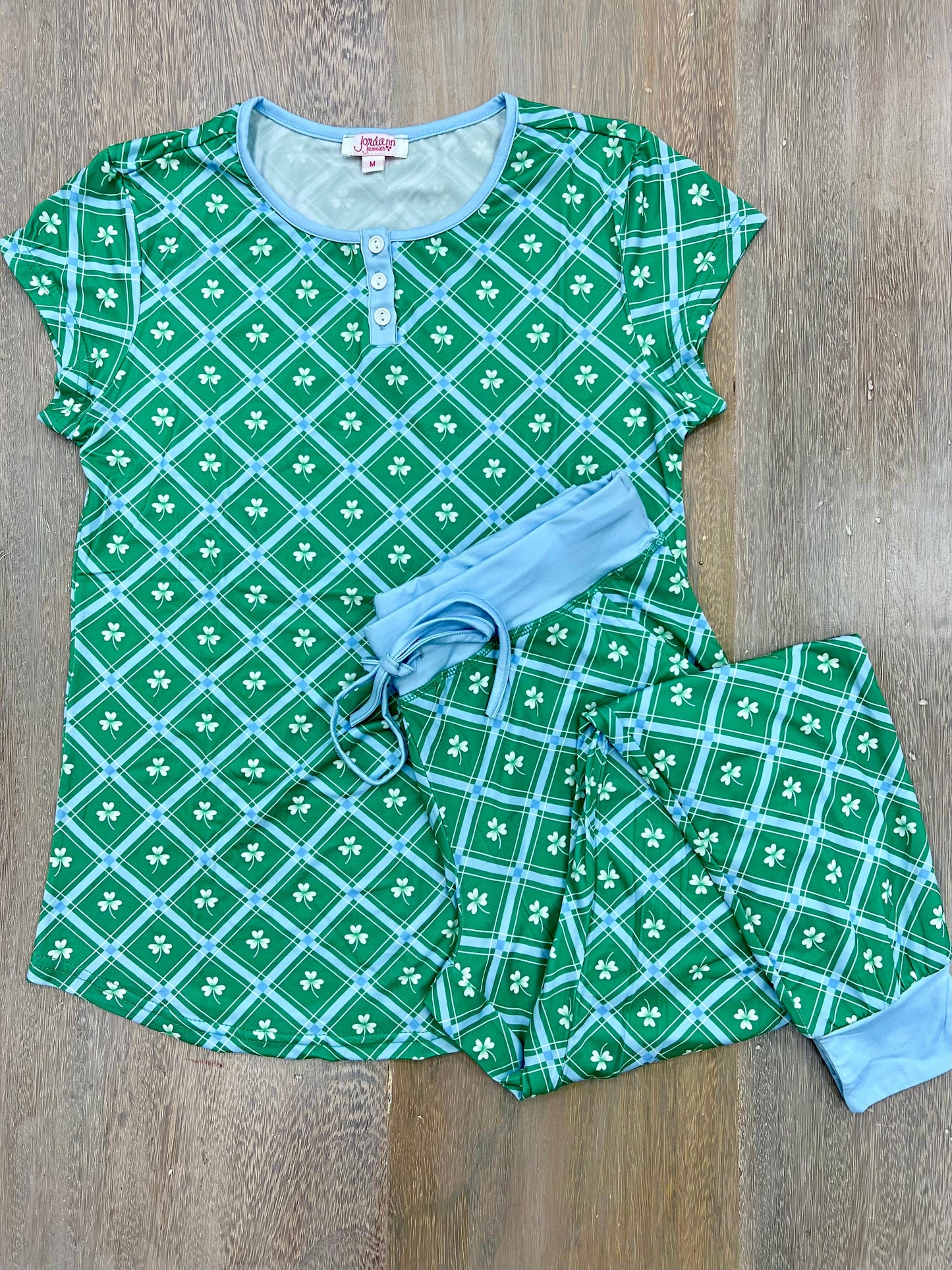 Lucky Green Shamrock Pajama Set