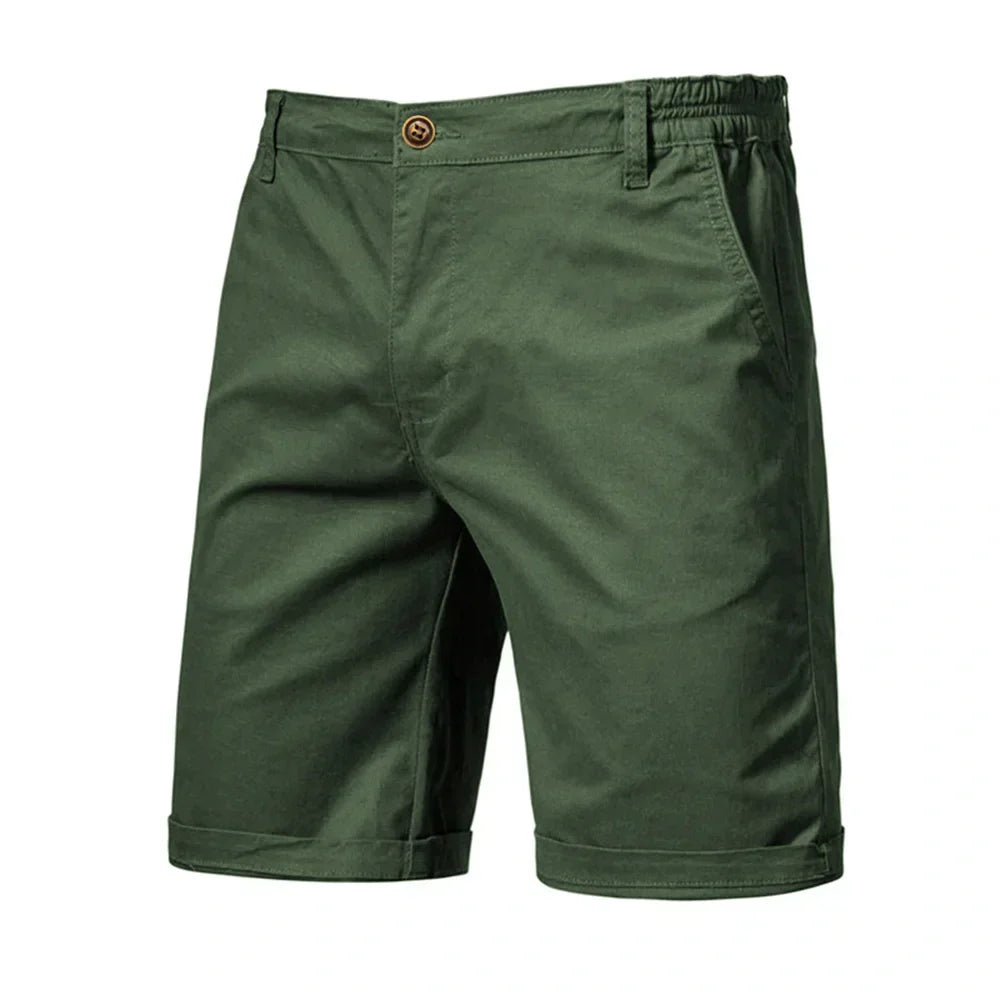 🔥Last Day Promotion🔥Summer 100% Cotton Solid Shorts Men High Quality Casual Business Social Elastic Waist Men Shorts