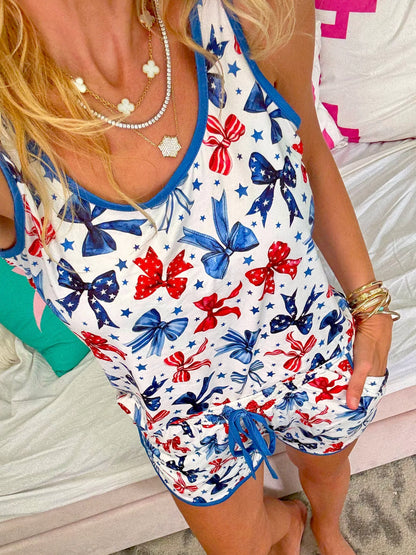 Star Spangled Bow Shorts Pajama Set