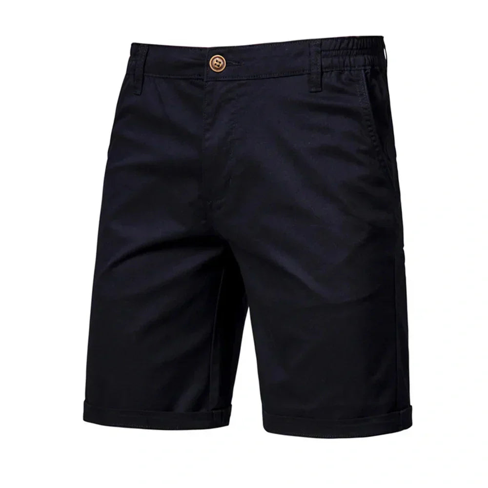 🔥Last Day Promotion🔥Summer 100% Cotton Solid Shorts Men High Quality Casual Business Social Elastic Waist Men Shorts