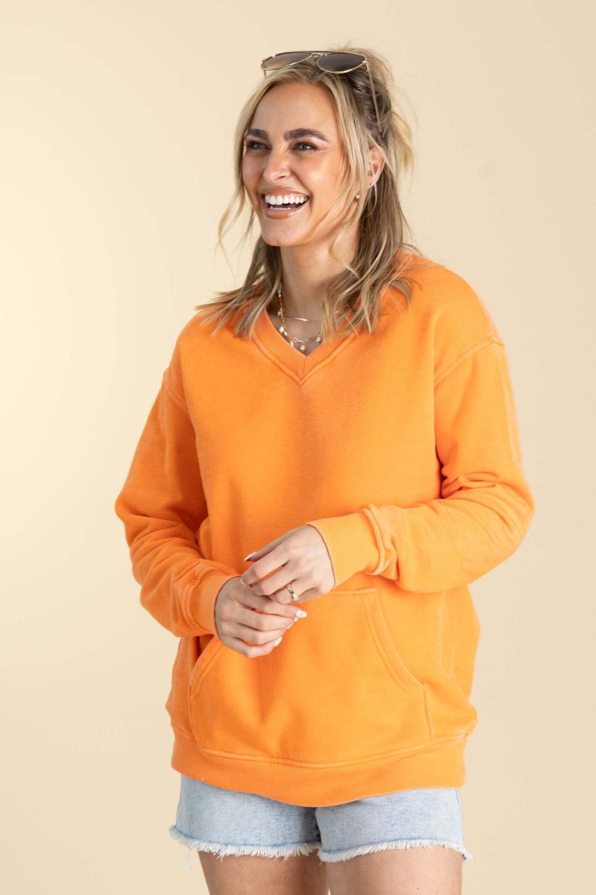 🔥 Your Favorite Is Back!Pigment Dyed Cozy Campfire V-Neck Sweatshir