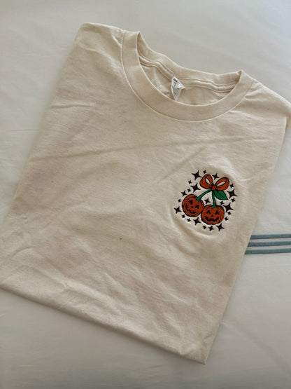 Pumpkin Bow Embroidered Tee - Project Save The Tees