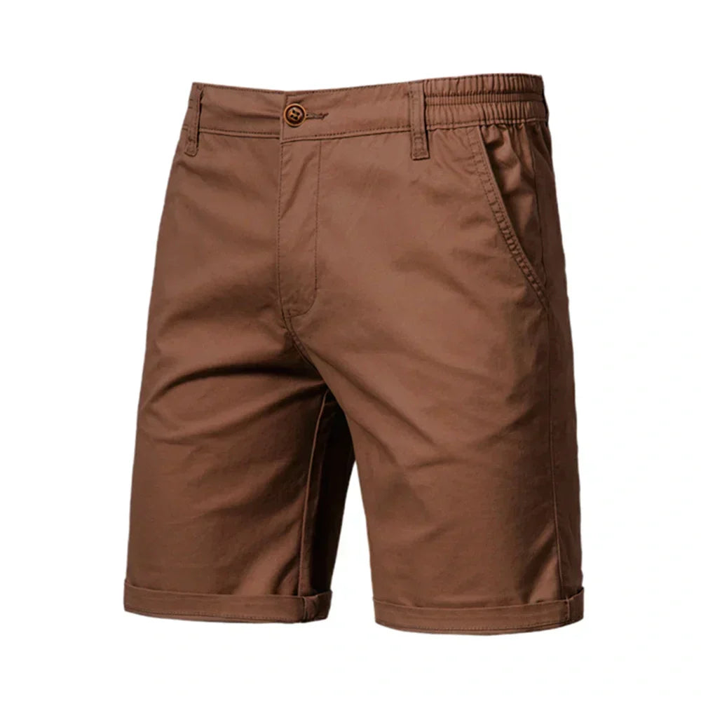 🔥Last Day Promotion🔥Summer 100% Cotton Solid Shorts Men High Quality Casual Business Social Elastic Waist Men Shorts