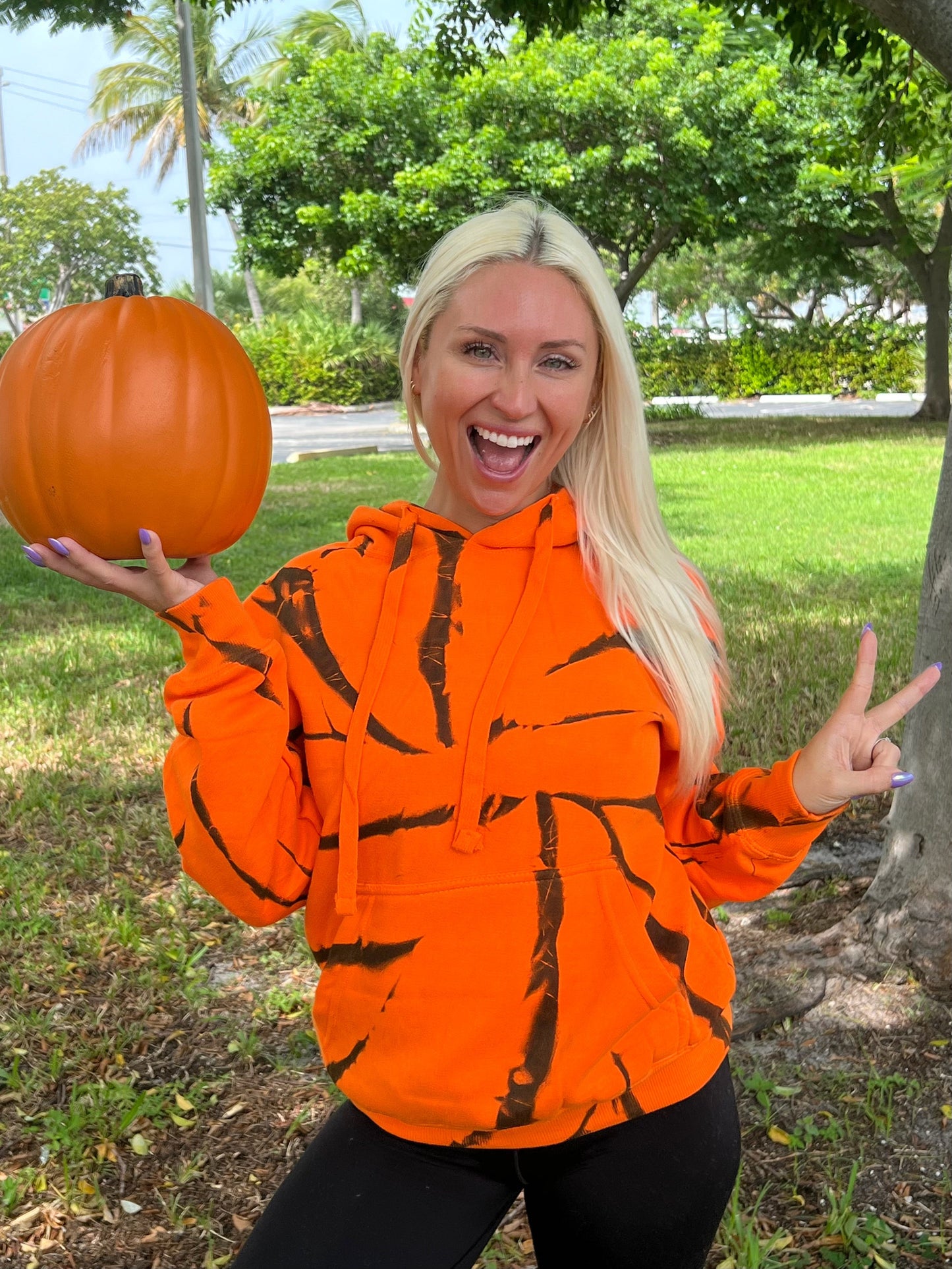 Good Vibes Only Orange Twist Tie-Dye Hoodie