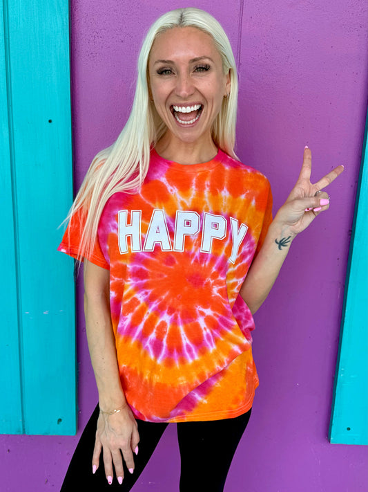 Happy Orange Blossom Swirl Tie-Dye Tee