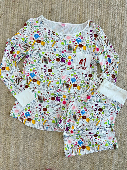 #1 Teacher Pajama Set