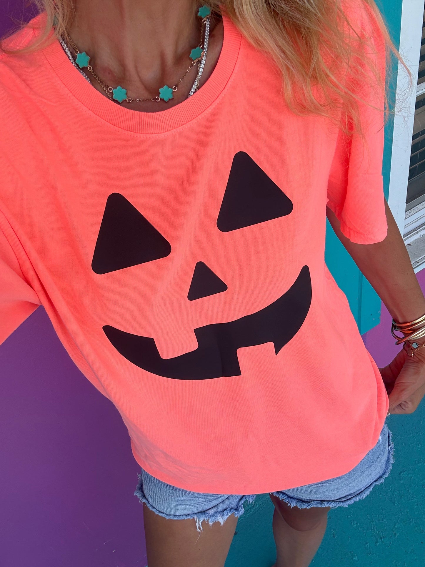 Pumpkin Neon Coral Tee