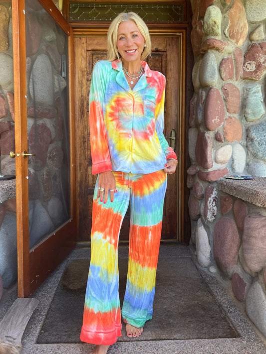 Sunrise Swirl Wide Leg Pajama Set