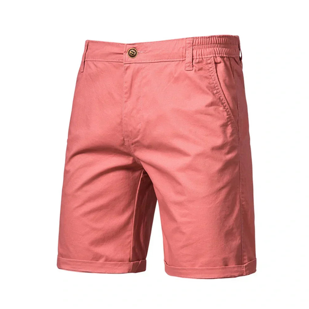 🔥Last Day Promotion🔥Summer 100% Cotton Solid Shorts Men High Quality Casual Business Social Elastic Waist Men Shorts