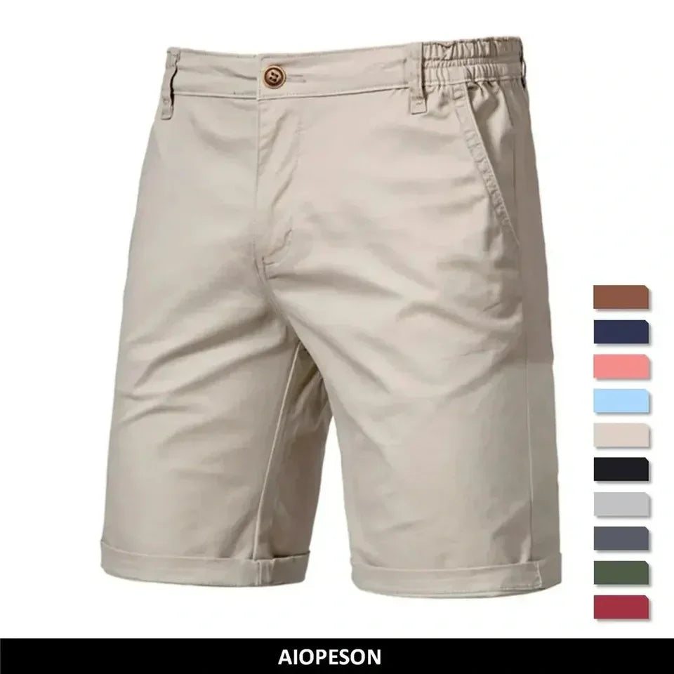 🔥Last Day Promotion🔥Summer 100% Cotton Solid Shorts Men High Quality Casual Business Social Elastic Waist Men Shorts