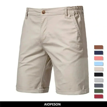 🔥Last Day Promotion🔥Summer 100% Cotton Solid Shorts Men High Quality Casual Business Social Elastic Waist Men Shorts
